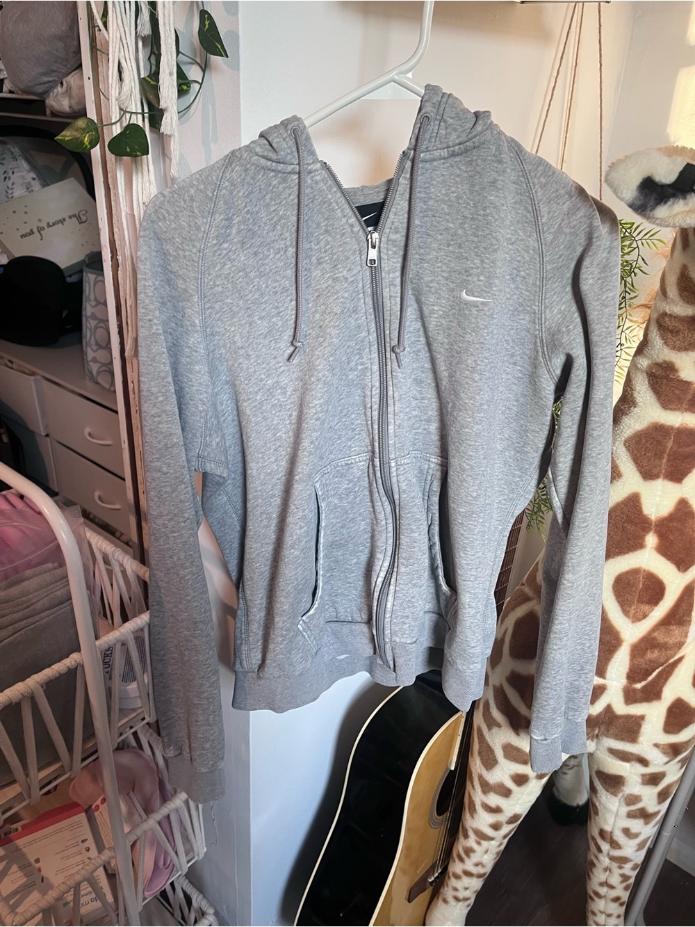 Nike Women's Light Gray Full-Zip Hooded Bomber Jacket